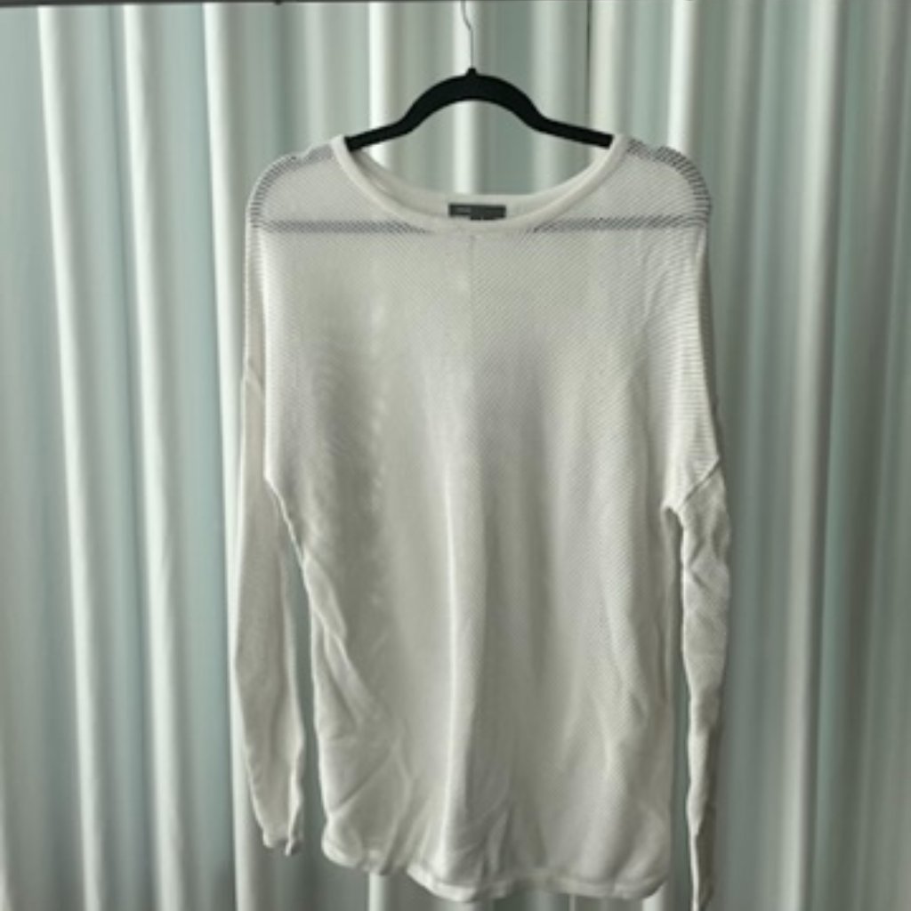 Vince Mesh Inset Oversize Open Knit Sweater
